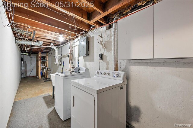2920 Pinto Dr, Commerce Twp, MI 48382 - washroom with independent washer and dryer, water heater, and electric panel