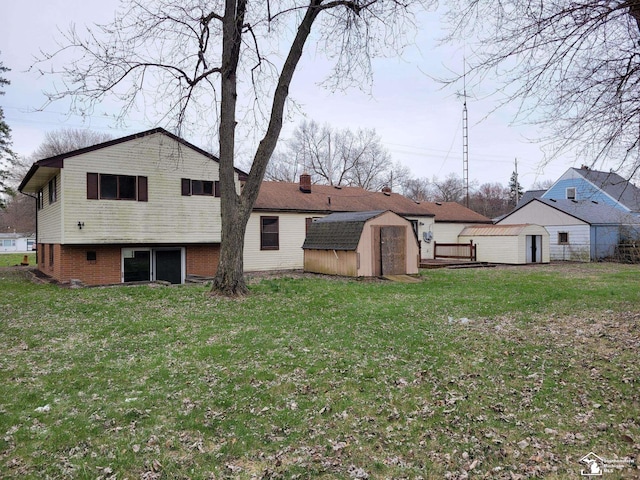 8255 Secor Rd, Lambertville, MI 48144 - back of property with a yard, a chimney, and brick siding