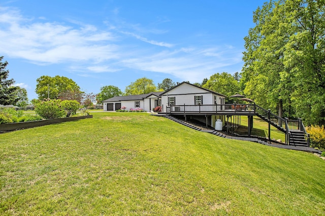 1134 Oak Grove Park, Union City, MI 49094 - view of green lawn featuring stairs and a deck