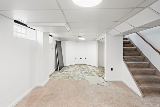 99 Wenonah Dr, Pontiac, MI 48341 - below grade area featuring carpet, stairs, and baseboards