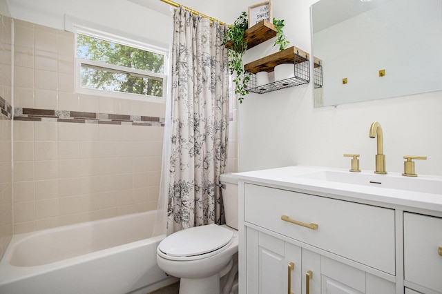 1246 Chalmers Dr, Battle Creek, MI 49015 - full bathroom with toilet, shower / bath combination with curtain, and vanity