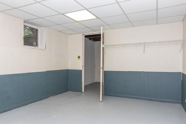 455 N Centre St, Schoolcraft, MI 49087 - basement with a wainscoted wall and a paneled ceiling