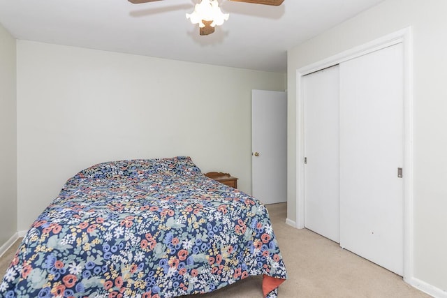 455 N Centre St, Schoolcraft, MI 49087 - bedroom with carpet floors, ceiling fan, and a closet