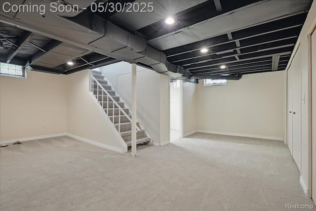 4412 Cooper Ave, Royal Oak, MI 48073 - below grade area featuring carpet, stairs, and baseboards