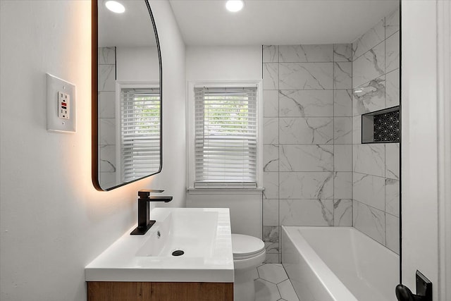 1437 Pearson St, Ferndale, MI 48220 - bathroom with vanity, toilet, and recessed lighting