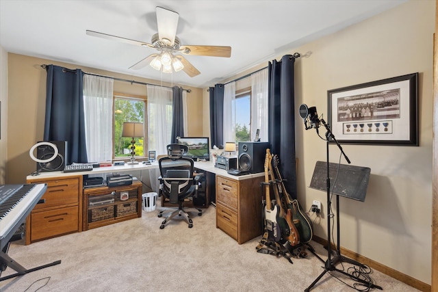 3172 Shadow Brook Ln, Pinckney, MI 48169 - home office featuring light colored carpet and ceiling fan