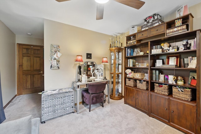 3172 Shadow Brook Ln, Pinckney, MI 48169 - home office featuring a ceiling fan and light carpet