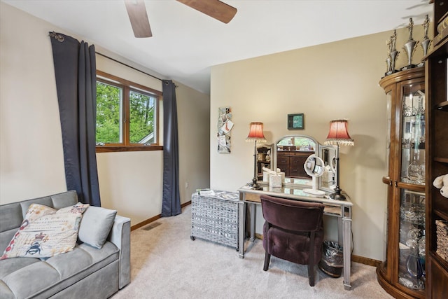 3172 Shadow Brook Ln, Pinckney, MI 48169 - carpeted office featuring a ceiling fan and baseboards
