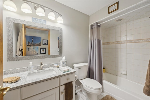 3172 Shadow Brook Ln, Pinckney, MI 48169 - bathroom with toilet, vanity, shower / tub combo, and tile patterned flooring