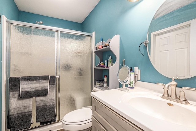 3921 Wildwood Ave, Bitely, MI 49309 - full bath with a stall shower, toilet, and vanity