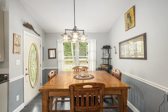 3921 Wildwood Ave, Bitely, MI 49309 - dining space with baseboards and dark wood finished floors