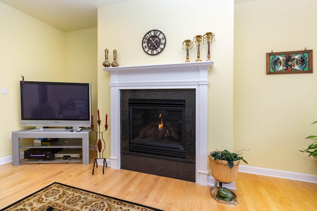7009 Suncrest Dr, Saline, MI 48176 - detailed view of wood finished floors, baseboards, and a glass covered fireplace