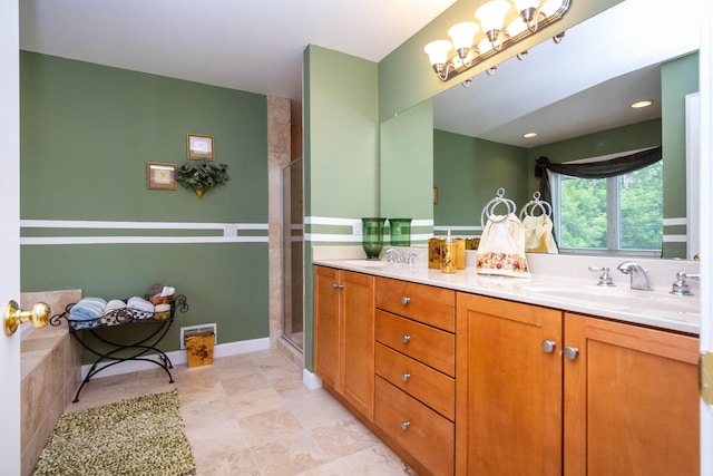 7009 Suncrest Dr, Saline, MI 48176 - bathroom featuring double vanity and a shower stall