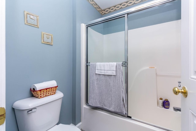 7009 Suncrest Dr, Saline, MI 48176 - full bathroom featuring toilet and bath / shower combo with glass door