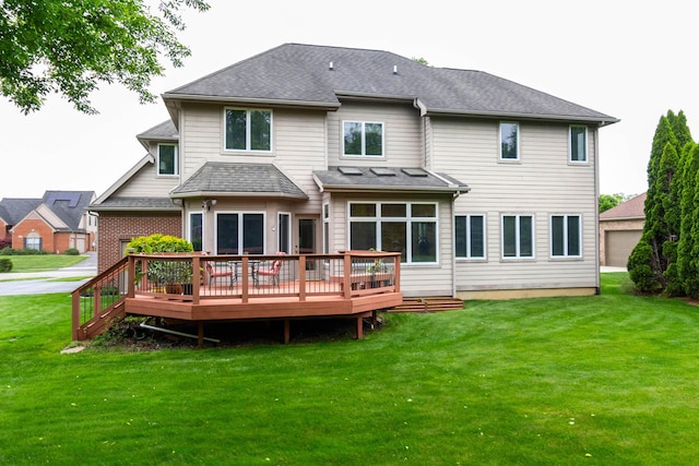 7009 Suncrest Dr, Saline, MI 48176 - back of house featuring a wooden deck and a yard