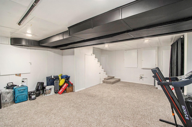 1912 E Centre Ave, Portage, MI 49002 - finished below grade area with carpet flooring and stairs