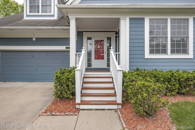 29329 Whistler Dr, Novi, MI 48377 - view of exterior entry featuring concrete driveway and roof with shingles