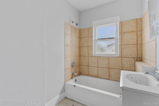 2174 Springle St, Detroit, MI 48215 - full bath with vanity, shower / bathtub combination, and tile patterned flooring