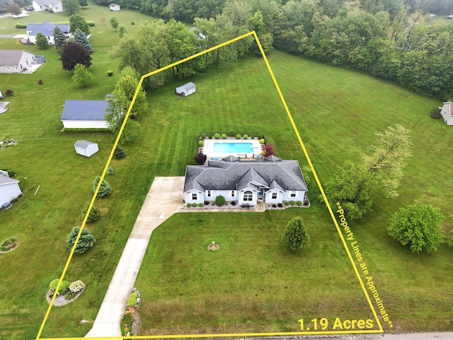 6573 Sweet Clover Hills Dr, Jonesville, MI 49250 - aerial view of property and surrounding area with property boundaries highlighted