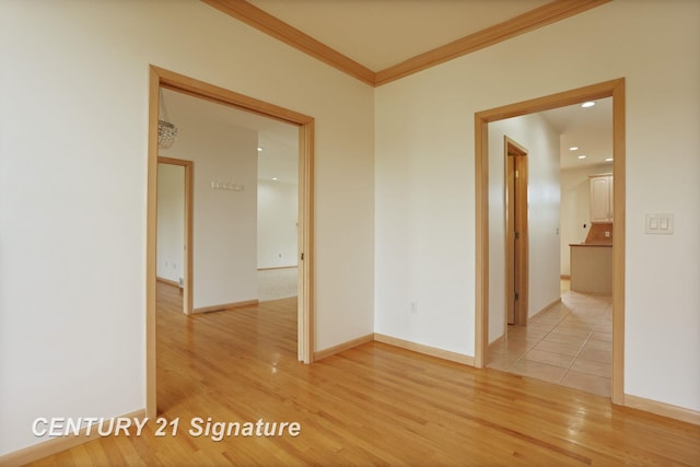 3803 Prairie Creek St, Saginaw, MI 48603 - empty room with light wood-style floors, ornamental molding, baseboards, and recessed lighting