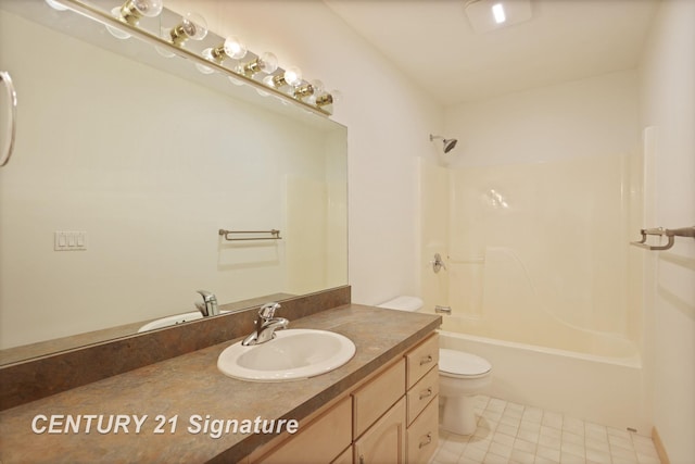 3803 Prairie Creek St, Saginaw, MI 48603 - bathroom featuring toilet, vanity, shower / washtub combination, and tile patterned floors