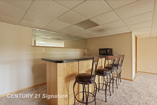 3803 Prairie Creek St, Saginaw, MI 48603 - indoor dry bar featuring carpet flooring, a paneled ceiling, and baseboards