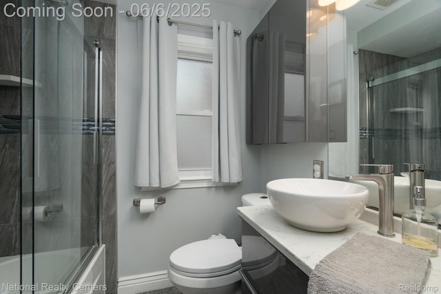 1395 Aline Dr, Grosse Pointe Woods, MI 48236 - bathroom with enclosed tub / shower combo, toilet, and vanity