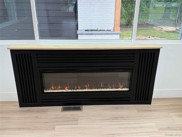 20218 Chalon St, Saint Clair Shores, MI 48080 - detailed view of baseboards, a glass covered fireplace, and wood finished floors