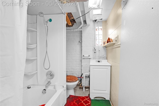 2393 Burger St, Hamtramck, MI 48212 - full bathroom with shower / bath combination, concrete floors, toilet, and vanity