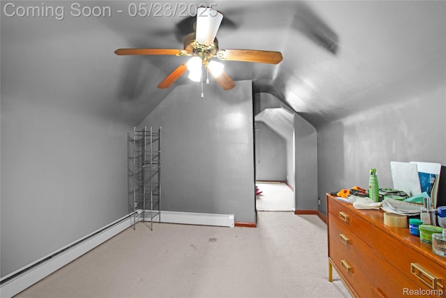 2393 Burger St, Hamtramck, MI 48212 - additional living space featuring lofted ceiling, a ceiling fan, baseboards, and carpet flooring