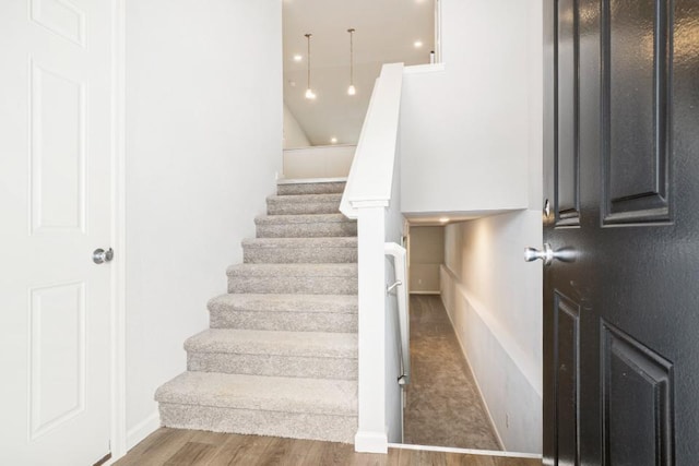 637 Manorwood Cir, Benton Harbor, MI 49022 - stairs featuring wood finished floors
