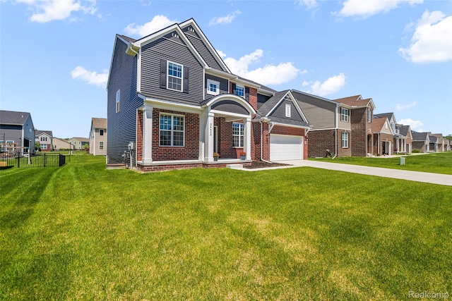 24603 Beach Dr, Macomb, MI 48042 - view of front of property with brick siding, concrete driveway, a residential view, and covered porch
