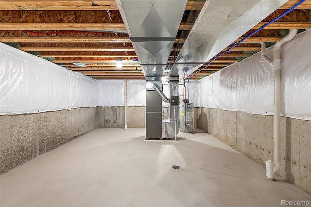 24603 Beach Dr, Macomb, MI 48042 - unfinished basement with gas water heater and heating unit