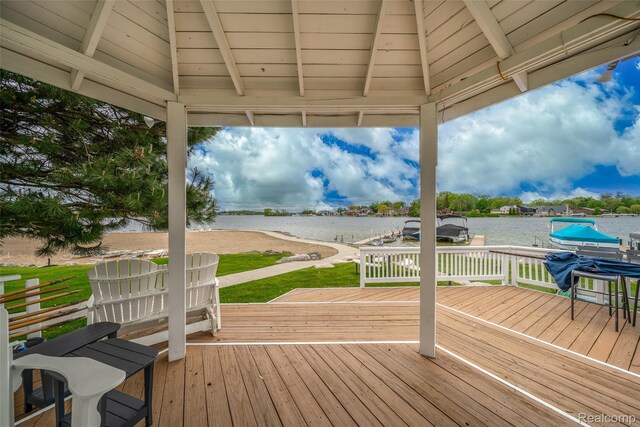 3553 Port Cove Dr Unit 39, Waterford, MI 48328 - deck with a gazebo and a water view