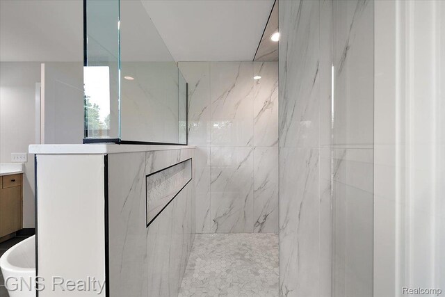 206 E Windemere Ave, Royal Oak, MI 48073 - bathroom with a marble finish shower and vanity