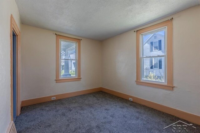 1303 S Warner St, Bay City, MI 48706 - unfurnished room featuring a textured ceiling, plenty of natural light, carpet floors, and baseboards