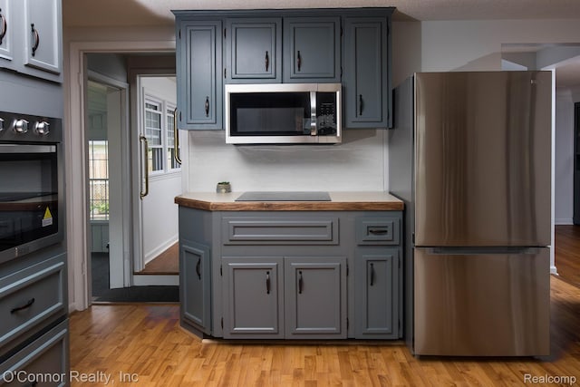 3333 Stone, Port Huron, MI 48060 - kitchen with appliances with stainless steel finishes, light wood-style flooring, gray cabinets, and light countertops