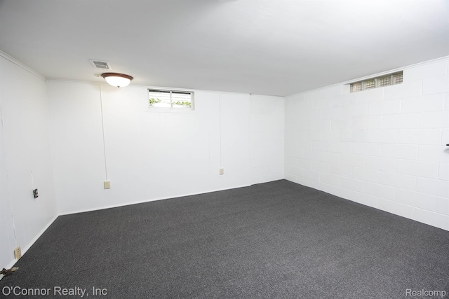 3333 Stone, Port Huron, MI 48060 - basement featuring dark colored carpet and concrete block wall