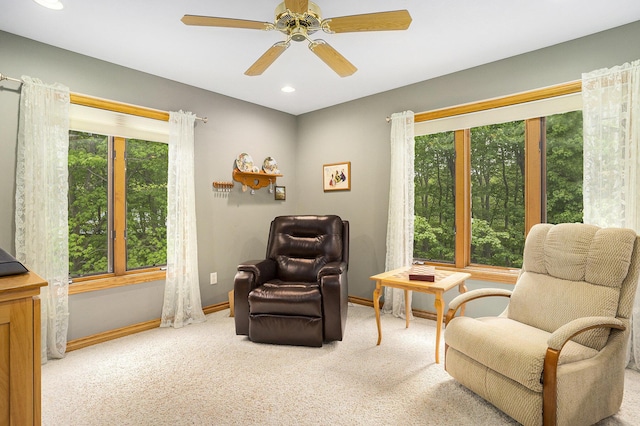 8837 56th Ave, Hudsonville, MI 49426 - sitting room with carpet, baseboards, ceiling fan, and recessed lighting