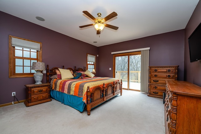 4569 Terra Ln, Saint Joseph, MI 49085 - bedroom with access to outside, carpet floors, and ceiling fan