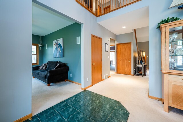 4569 Terra Ln, Saint Joseph, MI 49085 - carpeted foyer with a wood stove and baseboards