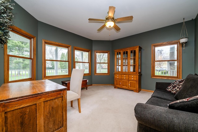 4569 Terra Ln, Saint Joseph, MI 49085 - office space featuring light carpet, ceiling fan, and plenty of natural light