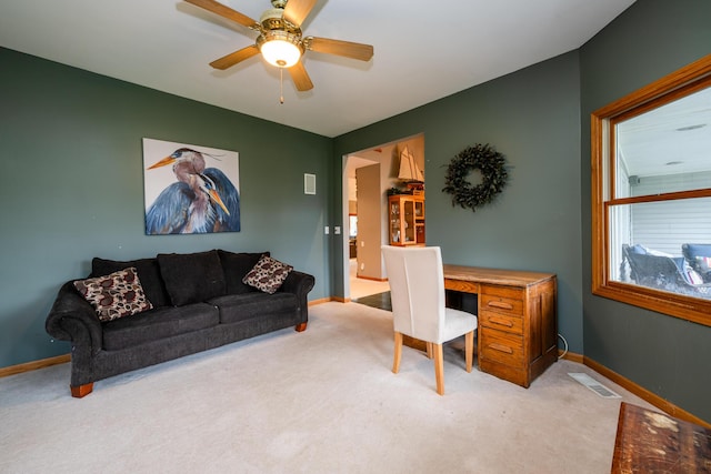 4569 Terra Ln, Saint Joseph, MI 49085 - carpeted home office with ceiling fan and baseboards