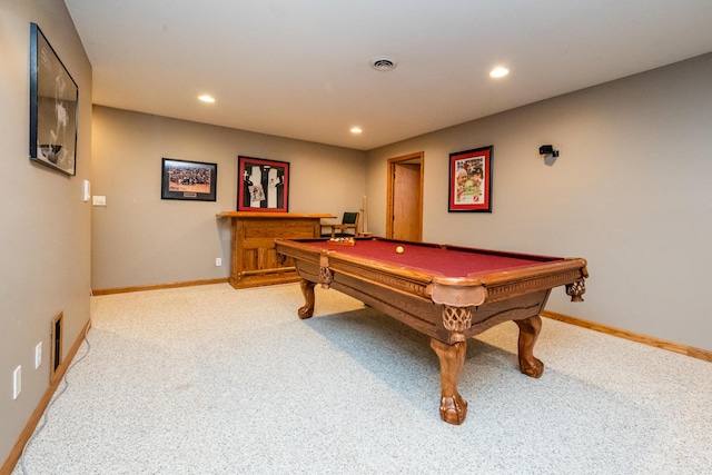 4569 Terra Ln, Saint Joseph, MI 49085 - rec room featuring carpet flooring, billiards, and recessed lighting