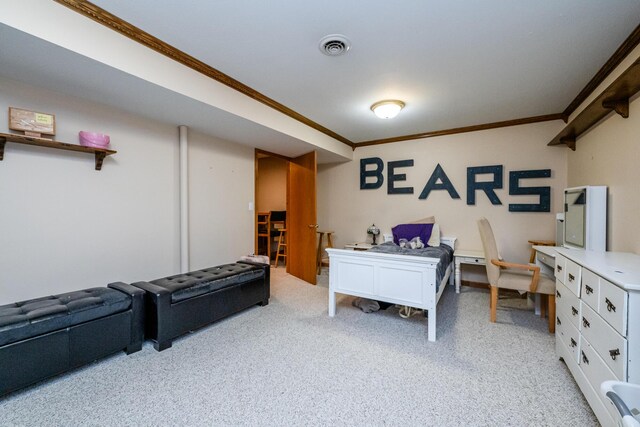 4569 Terra Ln, Saint Joseph, MI 49085 - bedroom featuring crown molding and light colored carpet