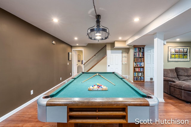 9953 10 Mile Rd NE, Rockford, MI 49341 - playroom with wood finished floors, baseboards, recessed lighting, and billiards