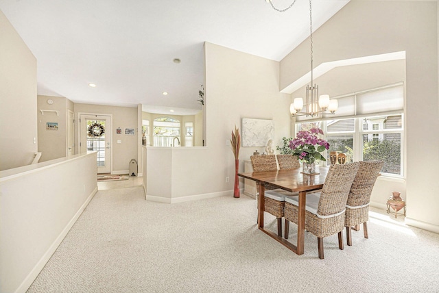 159 Water Lily Way NE, Comstock Park, MI 49321 - carpeted dining room featuring a chandelier, baseboards, and recessed lighting
