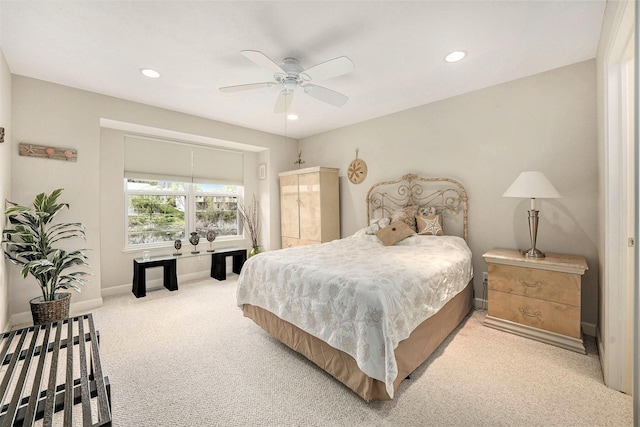159 Water Lily Way NE, Comstock Park, MI 49321 - bedroom with light carpet, baseboards, recessed lighting, and a ceiling fan