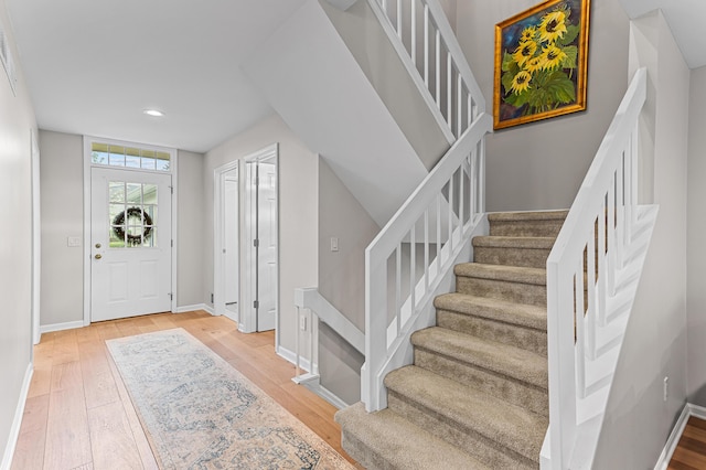 2485 Wildbrook Run Unit 154, Bloomfield Hills, MI 48304 - entryway featuring stairway, light wood-type flooring, recessed lighting, and baseboards