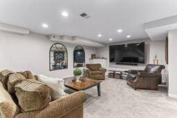 2485 Wildbrook Run Unit 154, Bloomfield Hills, MI 48304 - living area with recessed lighting and carpet